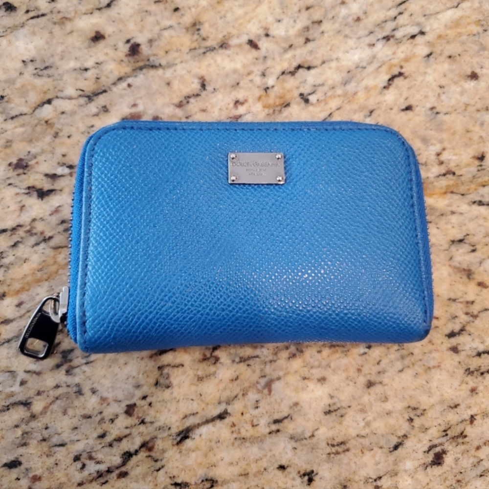 Dolce & Gabbana Small Cardholder Wallet in Royal Blue & Gunmetal Hardware